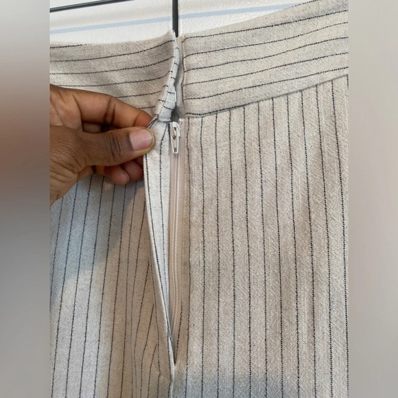 Tuckernuck Natural Stripe High Waist Wide Leg Linen Blend Faris Pants Sz 10 NWT - Picture 7 of 13